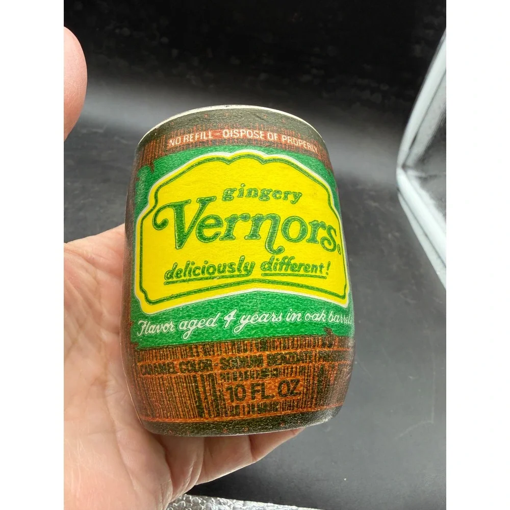 Vintage Vernors Ginger Ale Barrel Glasses 10oz Set of 5 Soda Advertising Collect